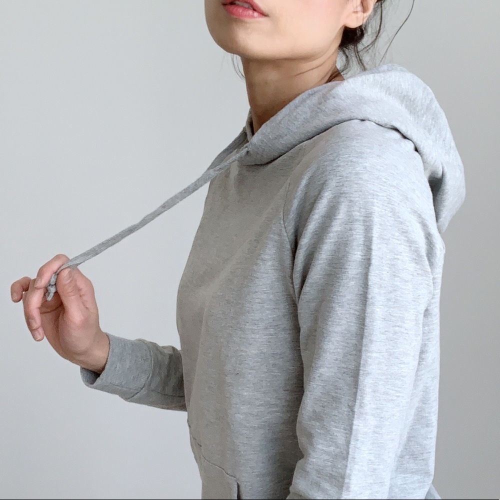 LIGHT GRAY SOFT HOODIE SWEATER - Cozy Comfort for Everyday Wear - Picture 3 of 6